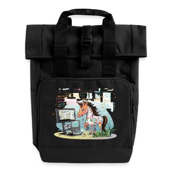 Digital Graffiti Pony - Roll Top Backpack with Two Handles - black - Front