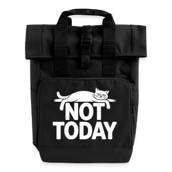 Katzen Spruch Not Today Büro Cat Homeoffice Katze - Rolltop Rucksack mit zwei Griffen - Schwarz - Vorne