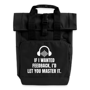 Funny Audio Engineer Sound Audiophile Mix & Master - Roll Top Backpack with Two Handles - black - Front