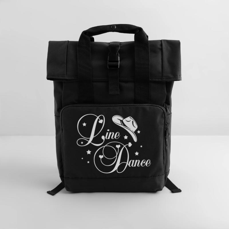 Line Dance Script Roll Top Backpack with Two Handles