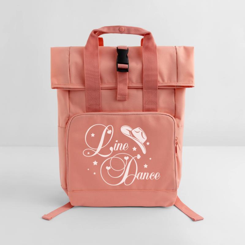 Line Dance Script Roll Top Backpack with Two Handles
