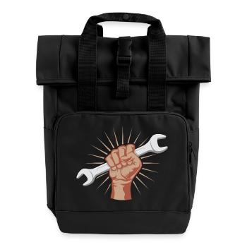 Strong hobbyist! Wrench Mechanic - Roll Top Backpack with Two Handles - black - Front