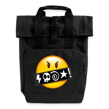 Smiley Swearing - Roll Top Backpack with Two Handles - black - Front