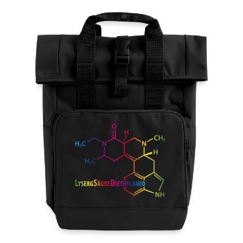 LSD Strukturformel bunter Regenbogen Drogen Rausch - Rolltop Rucksack mit zwei Griffen - Schwarz - Vorne