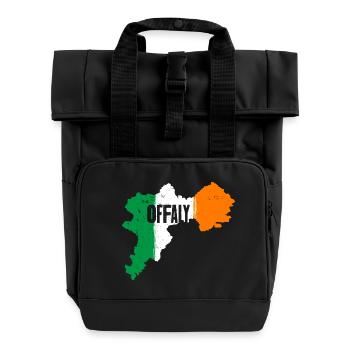 Offaly Ireland Flag | County Outline Map - Roll Top Backpack with Two Handles - black - Front