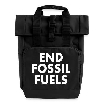 end fossil fuels - Roll Top Backpack with Two Handles - black - Front