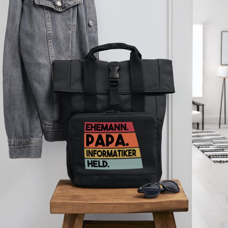 Ehemann Papa Beruf Informatiker Held Rolltop Rucksack mit zwei Griffen