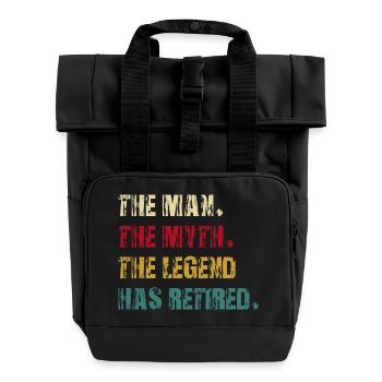 the man the myth the legend has retired - Roll Top Backpack with Two Handles - black - Front