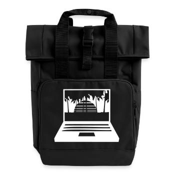 Laptop Computer Bildschirm Palmen PC Streifen Nerd - Rolltop Rucksack mit zwei Griffen - Schwarz - Vorne