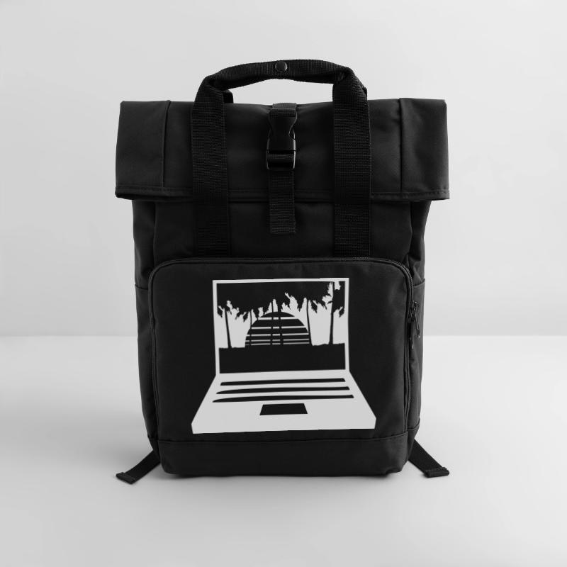 Laptop Computer Screen Palm Trees PC Strip Nerd Roll Top Backpack with Two Handles