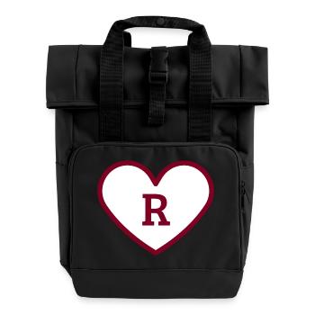 Letter r heart sport trend burgundy - gift idea - Roll Top Backpack with Two Handles - black - Front