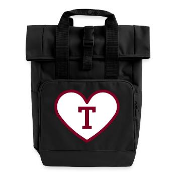 Letter t heart sport trend burgundy - gift idea - Roll Top Backpack with Two Handles - black - Front