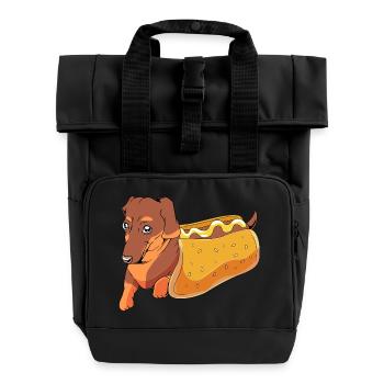 Hot Dog Snack - Roll Top Backpack with Two Handles - black - Front