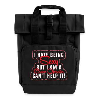 Kranführer Kran - Rolltop Rucksack mit zwei Griffen - Schwarz - Vorne
