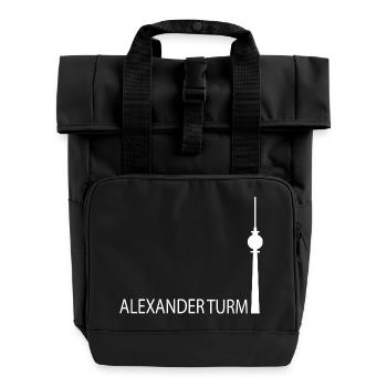 Witziger Berliner Fernsehturm Silhouette Parodie - Rolltop Rucksack mit zwei Griffen - Schwarz - Vorne