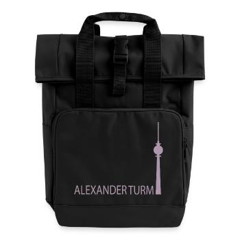 Witziger Berliner Fernsehturm Silhouette Parodie - Rolltop Rucksack mit zwei Griffen - Schwarz - Vorne