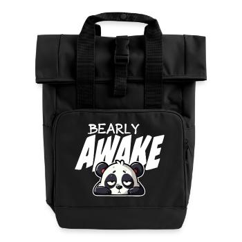 Schlafender Panda kaum wach - Rolltop Rucksack mit zwei Griffen - Schwarz - Vorne