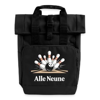 All Nine Bowling Fun - Roll Top Backpack with Two Handles - black - Front