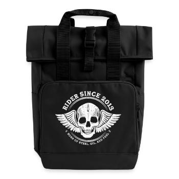 Rider depuis 2013 - Élevé avec de l’essence et des rêves - Sac à dos Roll Top à deux anses - noir - Devant
