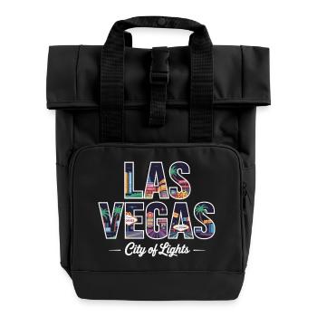 Las Vegas City of Lights – Retro Casino - Roll Top Backpack with Two Handles - black - Front