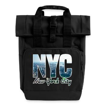 NYC Skyline Blockbuchstaben - Rolltop Rucksack mit zwei Griffen - Schwarz - Vorne