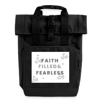 Voller Glauben und furchtlos - Rolltop Rucksack mit zwei Griffen - Schwarz - Vorne
