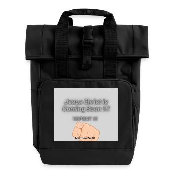Jesus Christus kommt bald !! - Rolltop Rucksack mit zwei Griffen - Schwarz - Vorne