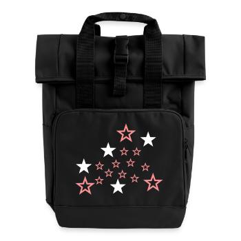 Sterne - Rolltop Rucksack mit zwei Griffen - Schwarz - Vorne