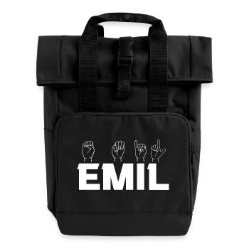 Gebärdensprache Emil - Rolltop Rucksack mit zwei Griffen - Schwarz - Vorne