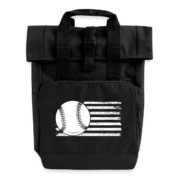 Baseballspieler Baseball - Rolltop Rucksack mit zwei Griffen - Schwarz - Vorne