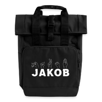 Sign language Jakob - Roll Top Backpack with Two Handles - black - Front