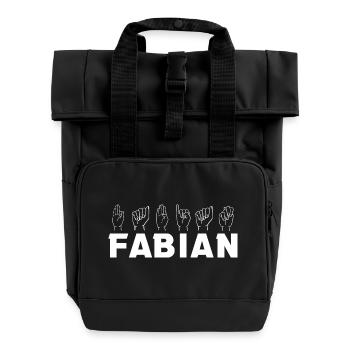 Gebärdensprache Fabian - Rolltop Rucksack mit zwei Griffen - Schwarz - Vorne