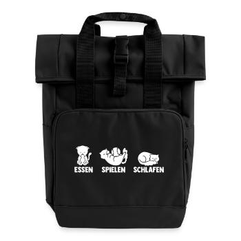Baseballspieler Baseball - Rolltop Rucksack mit zwei Griffen - Schwarz - Vorne