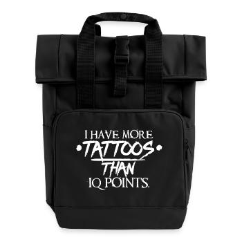 Funny Tattoo Lover Gift Iq Test - Roll Top Backpack with Two Handles - black - Front