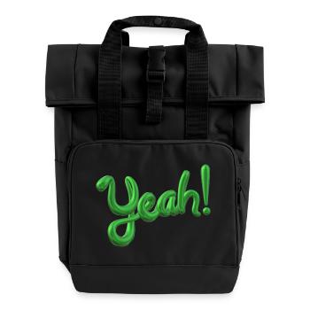 Yeah ✅ Bin motiviert! Yes-Funktion Design - Rolltop Rucksack mit zwei Griffen - Schwarz - Vorne