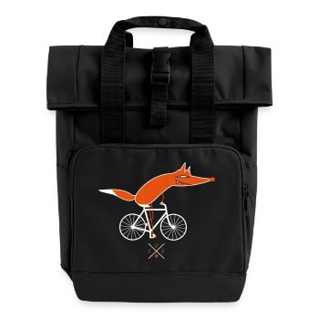 Schlauer Fahrradfahrer (b) - Rolltop Rucksack mit zwei Griffen - Schwarz - Vorne