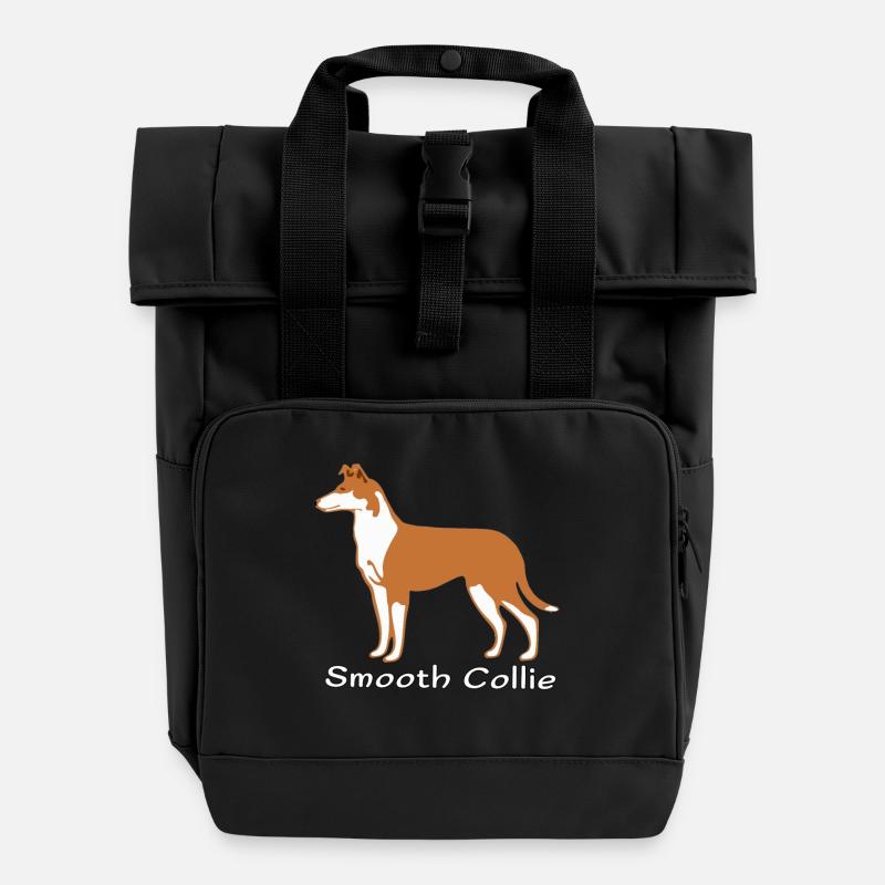 Shorthaired Collie sable - Roll Top Backpack with Two Handles - black