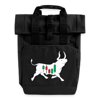 Stock bull - Roll Top Backpack with Two Handles - black - Front