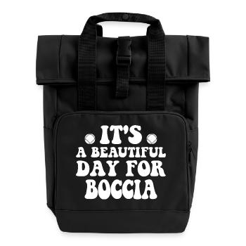 Joueur de boccia Vêtements avec balles de pétanque Boccia - Sac à dos Roll Top à deux anses - noir - Devant