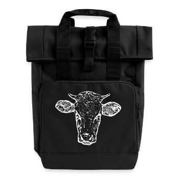lustige Kuh Kuhkopf weiß Geschenk Bauern - Rolltop Rucksack mit zwei Griffen - Schwarz - Vorne