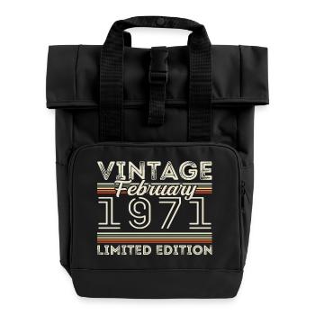 Februar 1971 Geschenk zum Jahrestag - Februar 1971 - Rolltop Rucksack mit zwei Griffen - Schwarz - Vorne