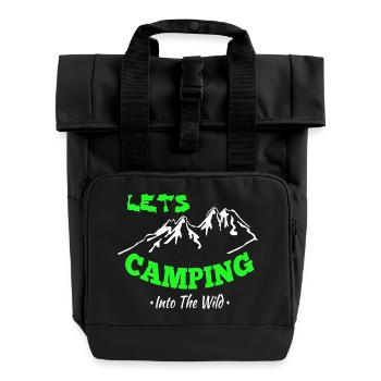 Camping Zelten Erlebnis in der Wildnis - Rolltop Rucksack mit zwei Griffen - Schwarz - Vorne