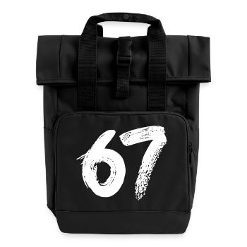 67 Weiße Farbe - Rolltop Rucksack mit zwei Griffen - Schwarz - Vorne