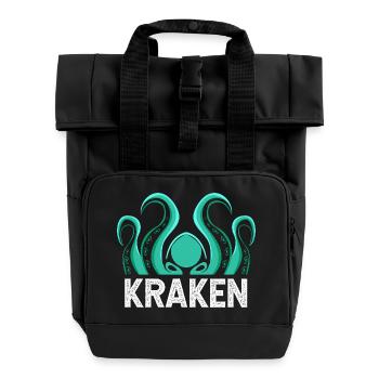 Octopus Octopus Octopus Octopus Octopus - Roll Top Backpack with Two Handles - black - Front