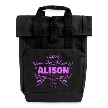 Mrs. Alison - Roll Top Backpack with Two Handles - black - Front