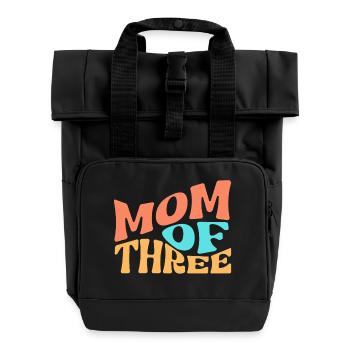 Mom of Three - Rolltop Rucksack mit zwei Griffen - Schwarz - Vorne