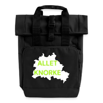 ALLET KNORKE, BERLIN GRÜN, DIT IS BERLIN, LEGENDE - Rolltop Rucksack mit zwei Griffen - Schwarz - Vorne