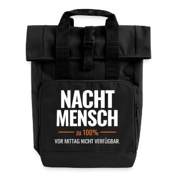 Nachtmensch – Vor Mittag nicht verfügbar - Rolltop Rucksack mit zwei Griffen - Schwarz - Vorne