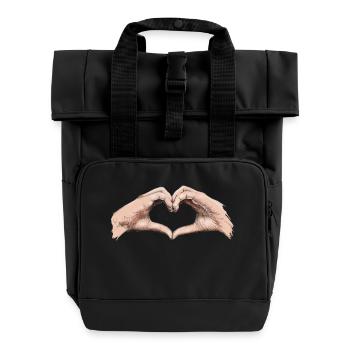 Hands heart - Roll Top Backpack with Two Handles - black - Front