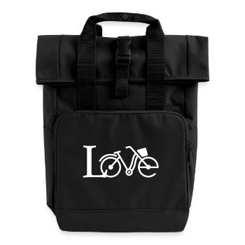 Love - Creative Bicycle Design - Gift - Roll Top Backpack with Two Handles - black - Front